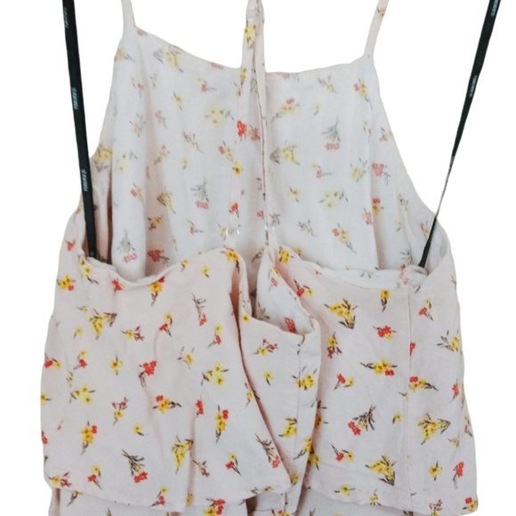 Forever 21 Floral Spaghetti Straps Cropped Tank Top Peasant Vacation Tops Small - Picture 5 of 5
